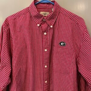 Vesi Sportswear Georgia Bulldogs Mens Medium Red Check Button Down Shirt NCAA